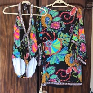 Trina Turk Matching One Piece and Coverup Set